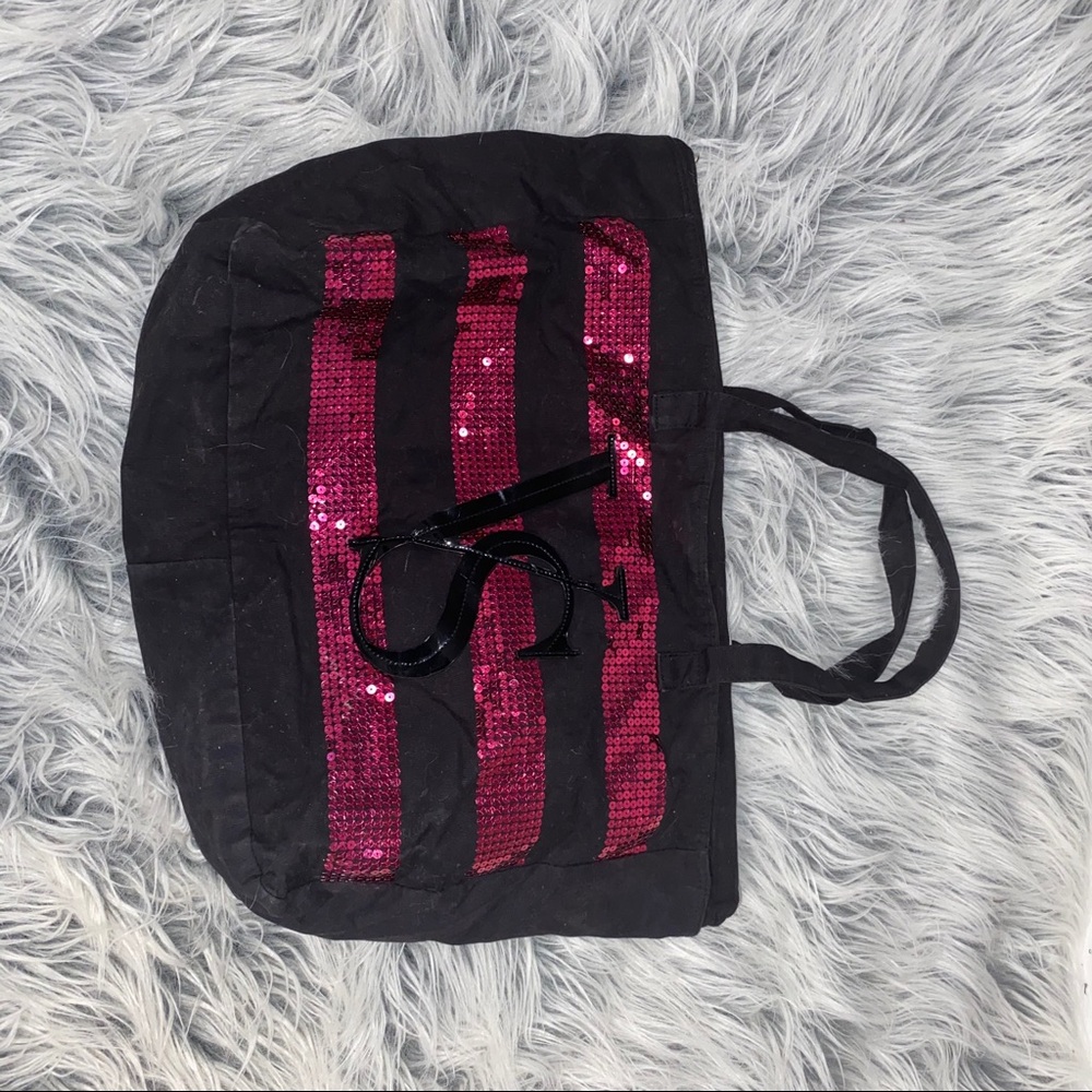 Victoria Secret Pink and Black Sequin Bag